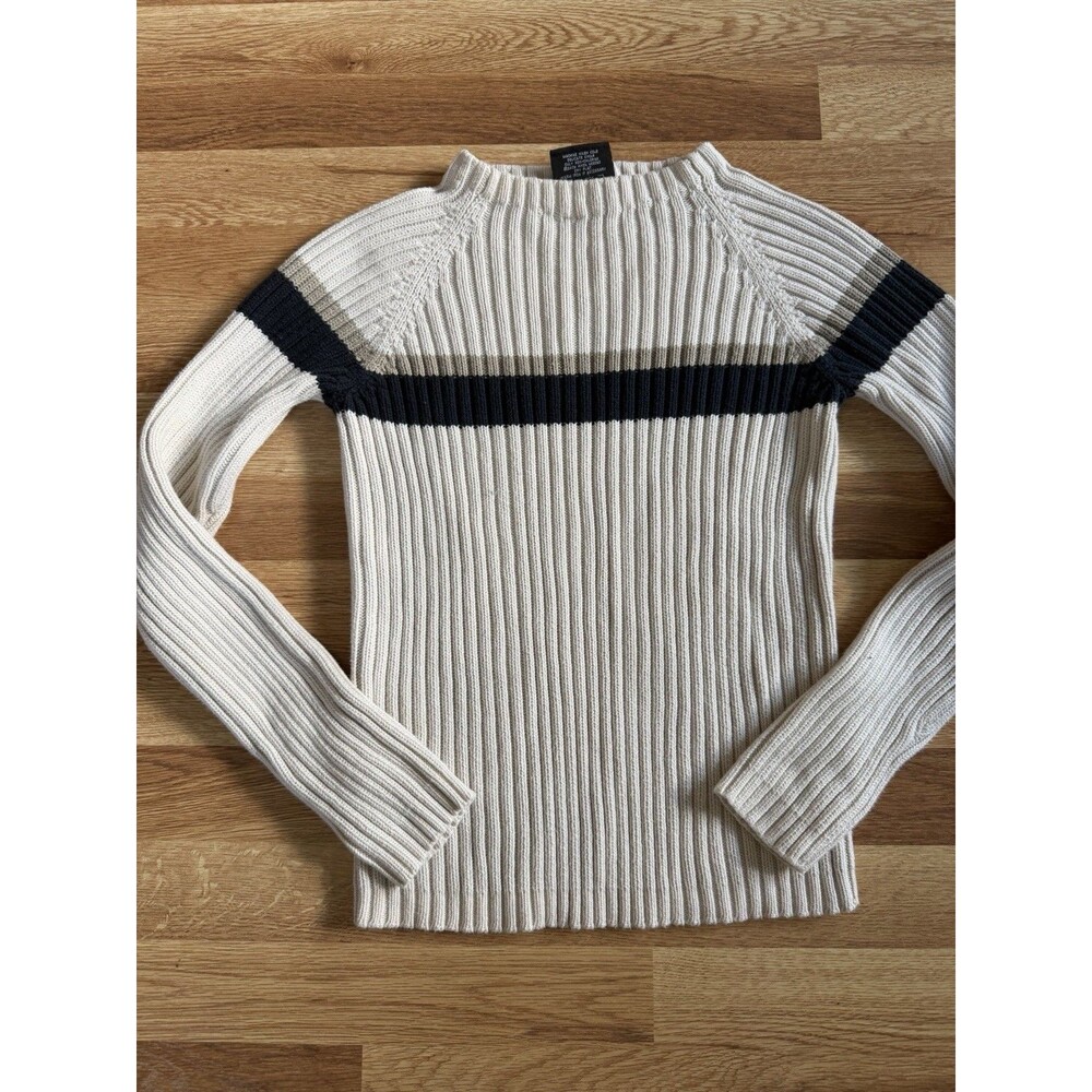 Vintage Polo Jeans Co Ralph Lauren Sweater Small Cotton Ribbed Navy Stripe